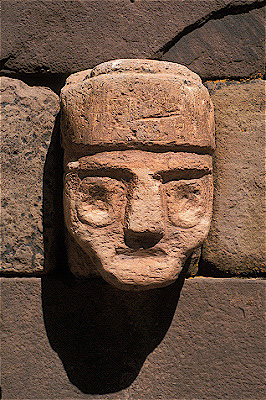 Decorative mask carving on Semisubterranean Temple  